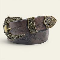 La Ceinture Pour Femme Ninon - Ceinture large western à boucle ciselée bicolore