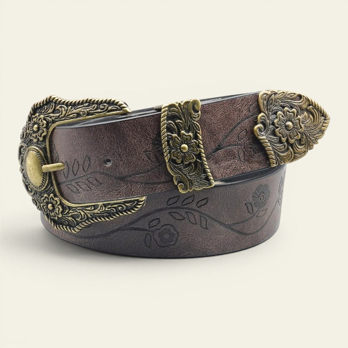La Ceinture Pour Femme Ninon - Ceinture large western à boucle ciselée bicolore