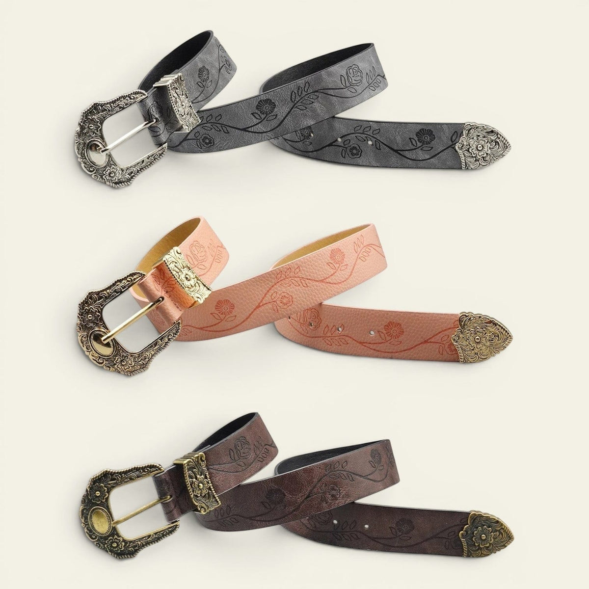 La Ceinture Pour Femme Ninon - Ceinture large western à boucle ciselée bicolore