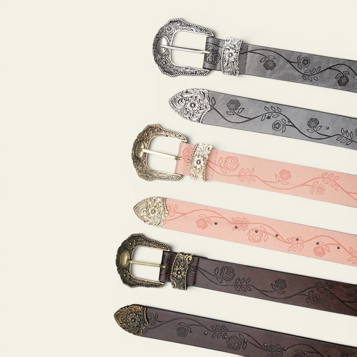 La Ceinture Pour Femme Ninon - Ceinture large western à boucle ciselée bicolore
