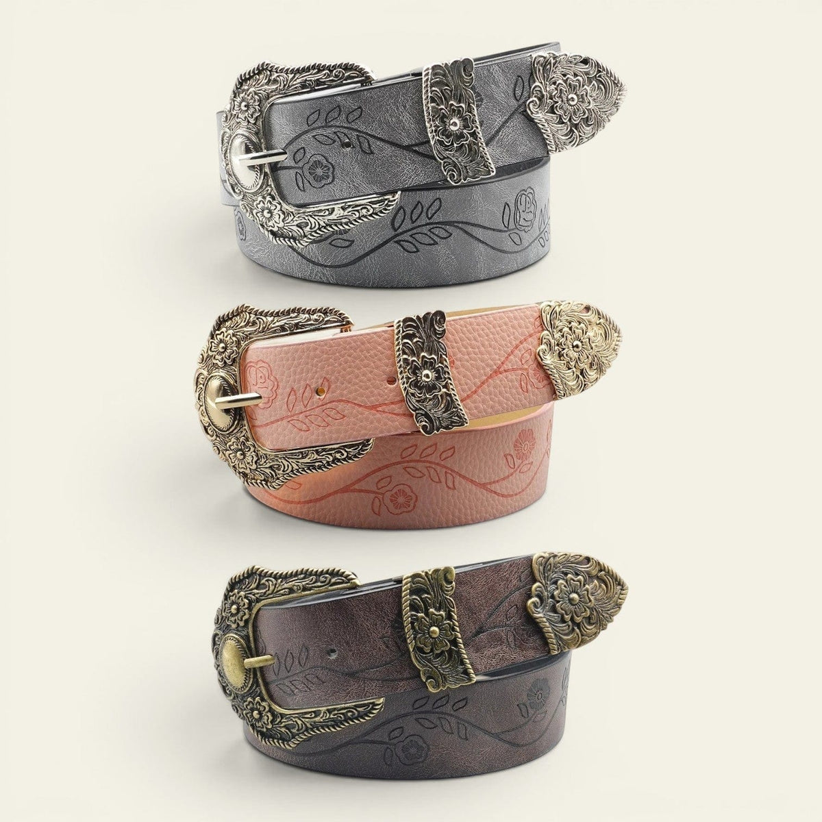 La Ceinture Pour Femme Ninon - Ceinture large western à boucle ciselée bicolore