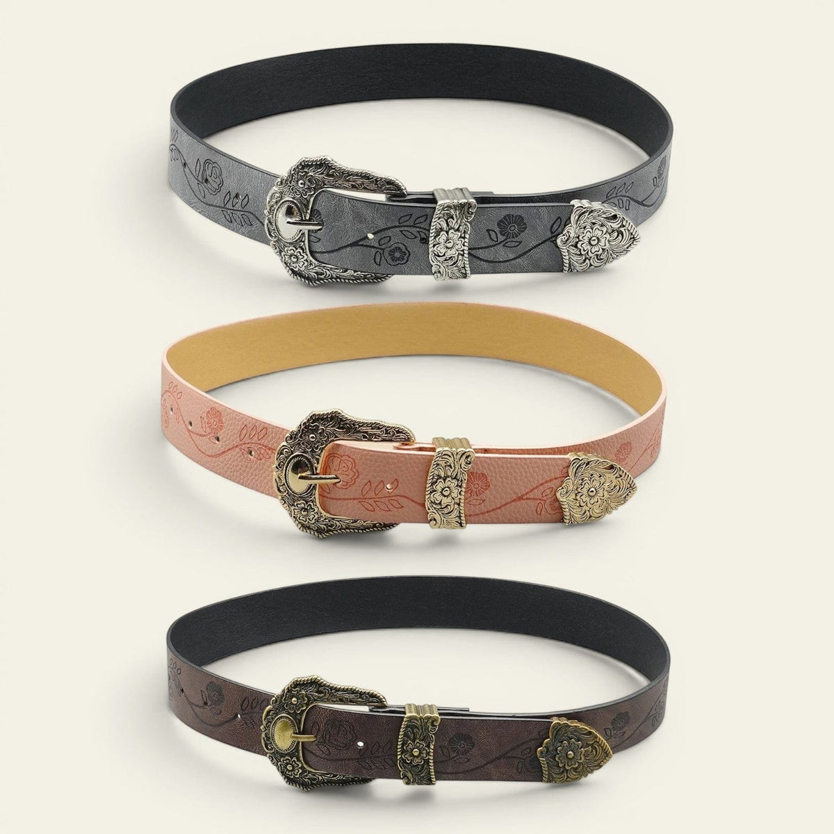 La Ceinture Pour Femme Ninon - Ceinture large western à boucle ciselée bicolore