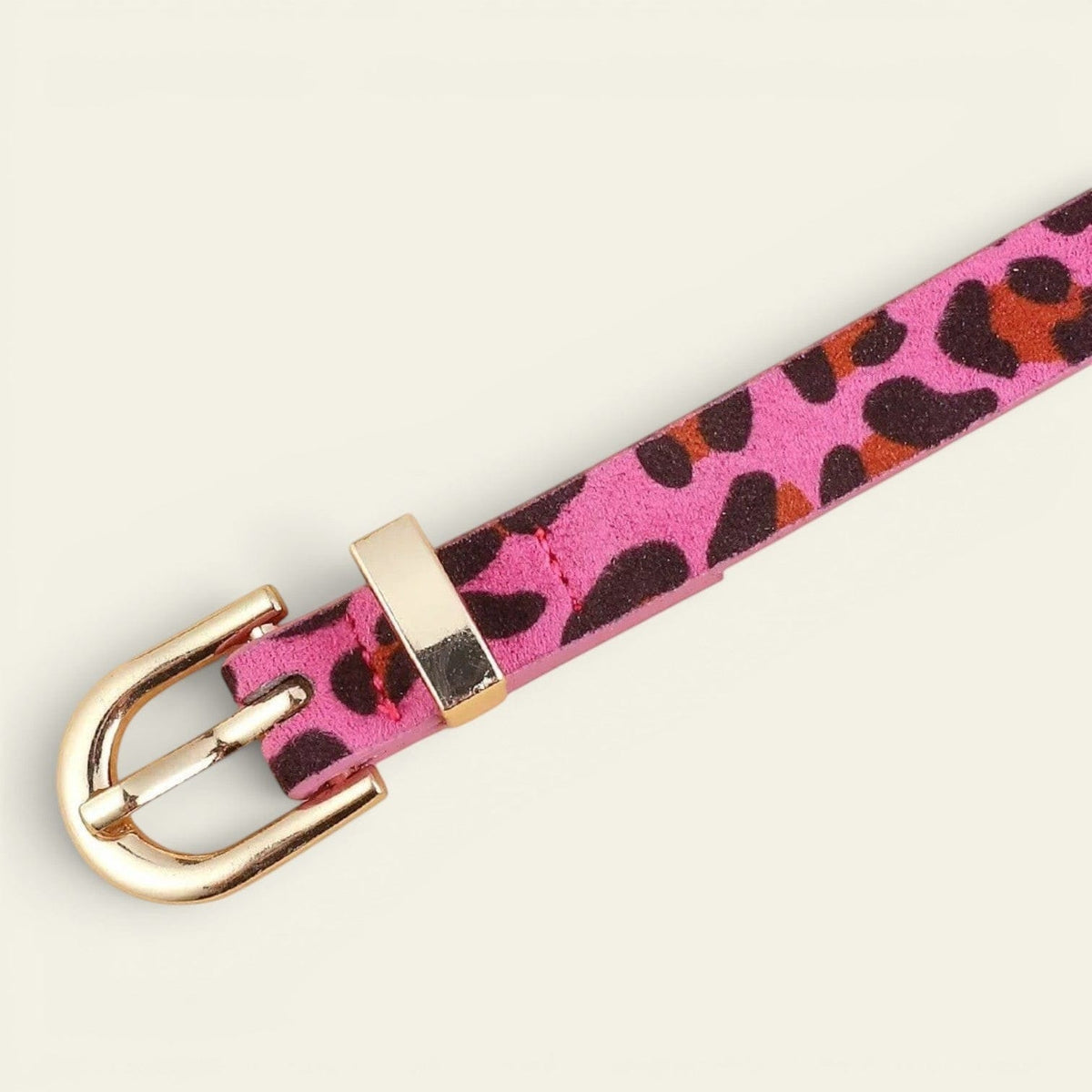 La Ceinture Pour Femme Noémie - Ceinture ultra-fine léopard coloré à boucle dorée