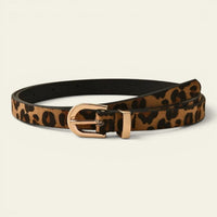 La Ceinture Pour Femme Noémie - Ceinture ultra-fine léopard coloré à boucle dorée