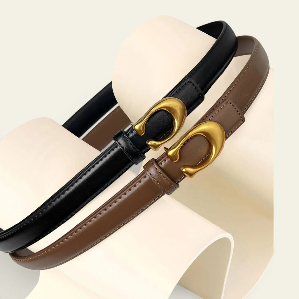 La Ceinture Pour Femme Ombeline - Ceinture fine à boucle crochet dorée
