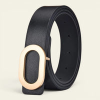 La Ceinture Pour Femme Perrine - Ceinture large en cuir à boucle ovale dorée