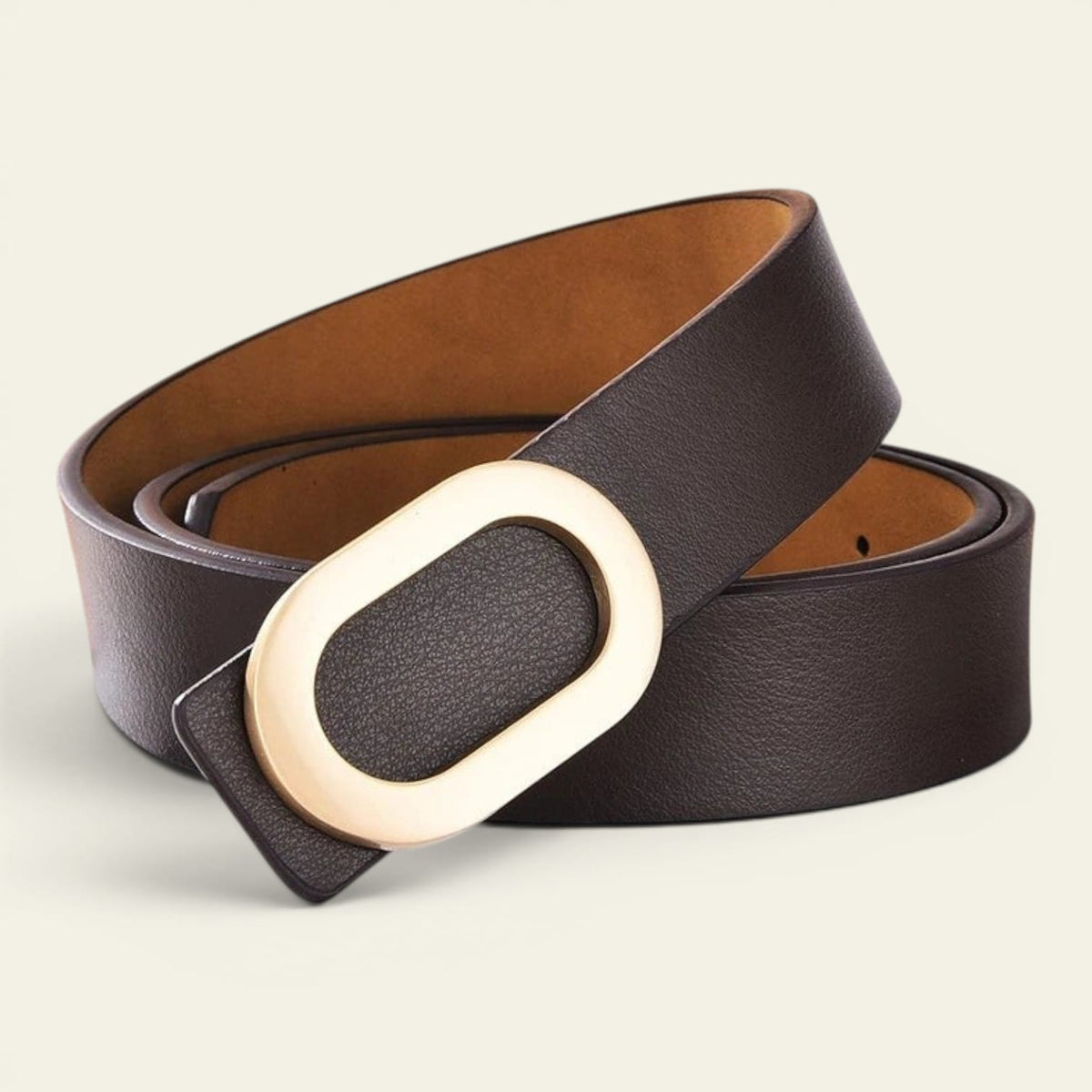 La Ceinture Pour Femme Perrine - Ceinture large en cuir à boucle ovale dorée