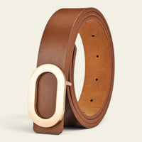 La Ceinture Pour Femme Perrine - Ceinture large en cuir à boucle ovale dorée