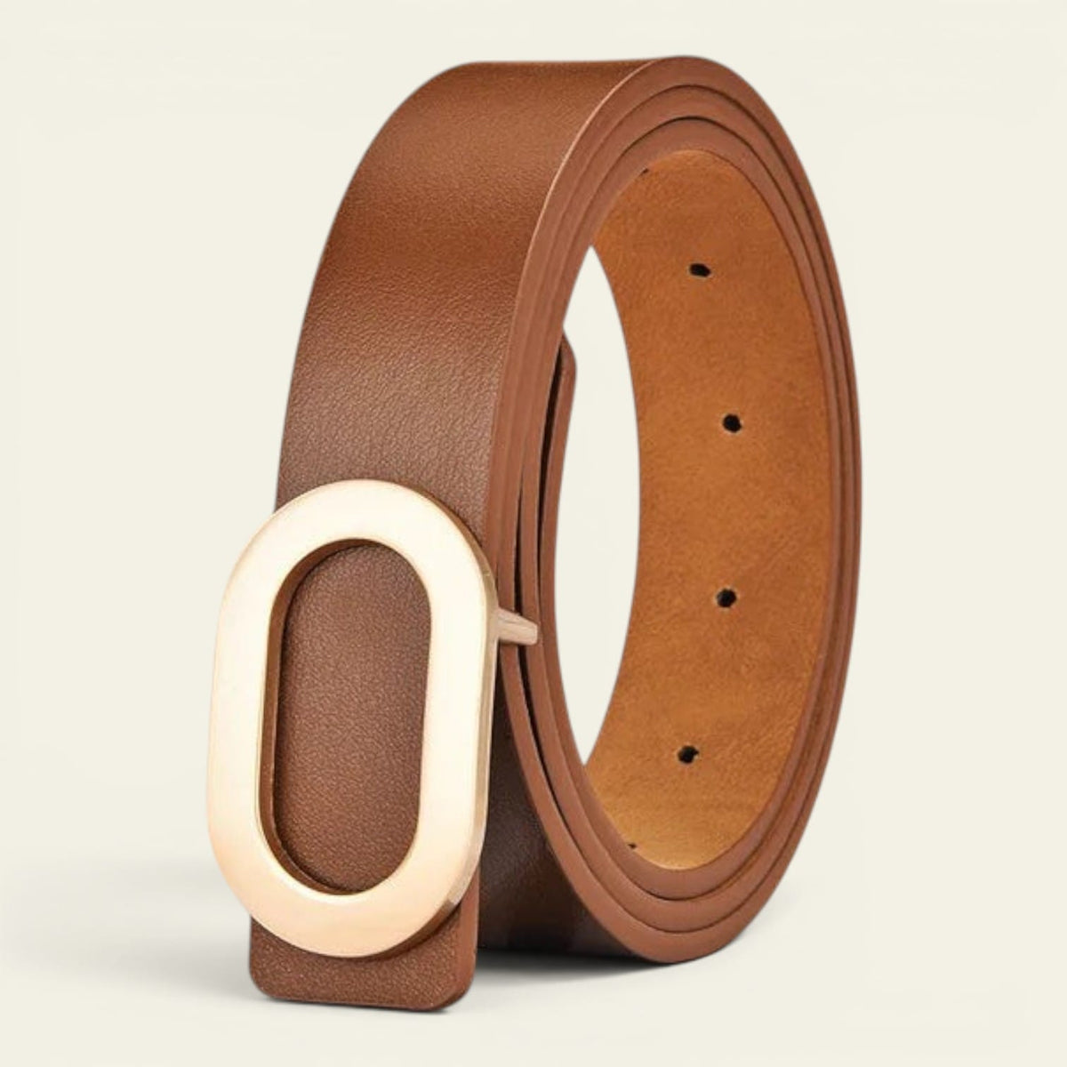La Ceinture Pour Femme Perrine - Ceinture large en cuir à boucle ovale dorée