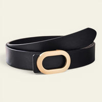 La Ceinture Pour Femme Perrine - Ceinture large en cuir à boucle ovale dorée