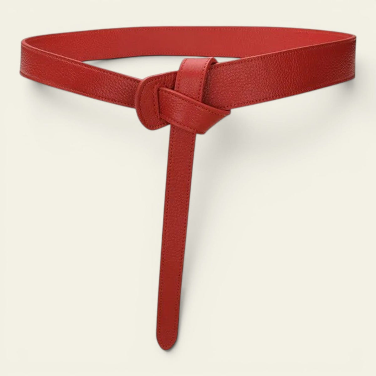 Ceinture rouge femme large en cuir à nouer, sans boucle, modèle Salomé