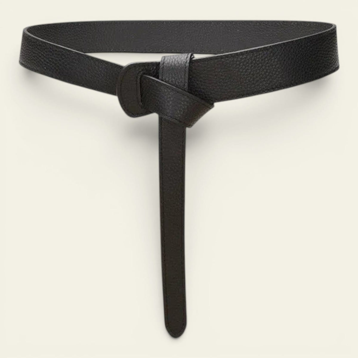Ceinture noire femme large en cuir à nouer, sans boucle, modèle Salomé