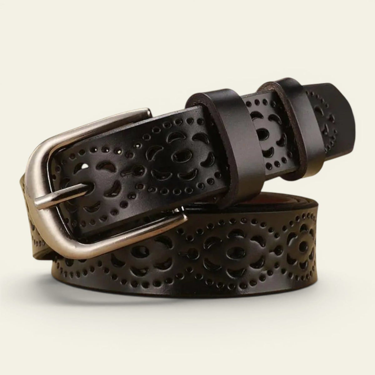 La Ceinture Pour Femme Séraphine - Ceinture en cuir ajourée à motif fleuri