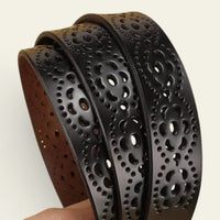 La Ceinture Pour Femme Séraphine - Ceinture en cuir ajourée à motif fleuri