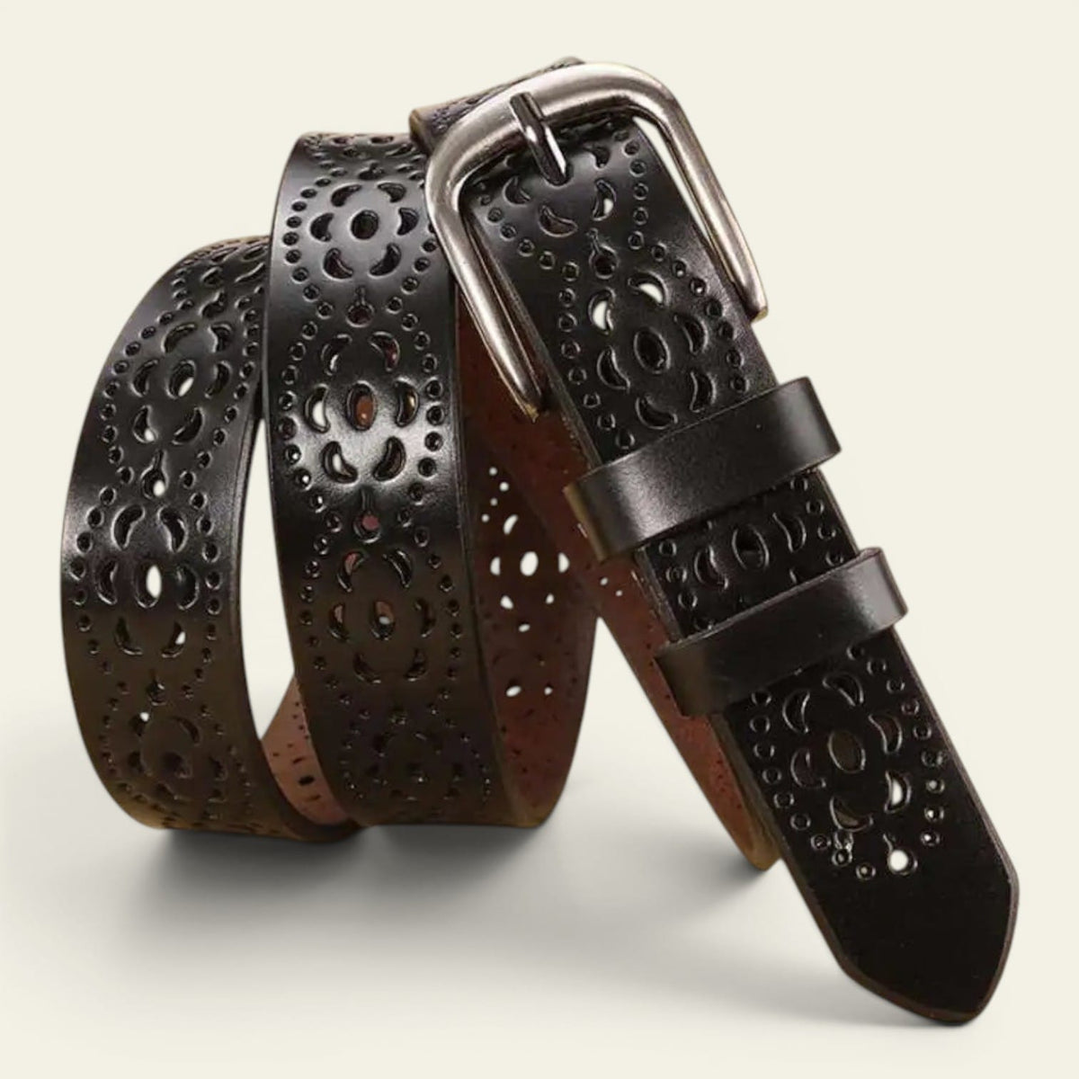 La Ceinture Pour Femme Séraphine - Ceinture en cuir ajourée à motif fleuri