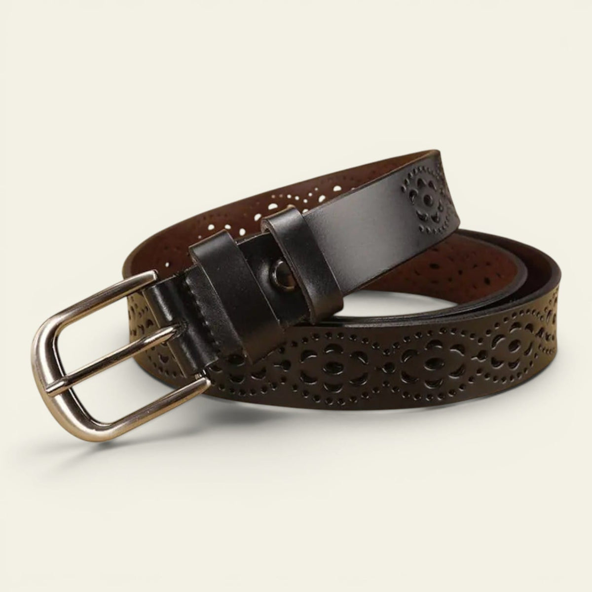 La Ceinture Pour Femme Séraphine - Ceinture en cuir ajourée à motif fleuri