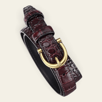 La Ceinture Pour Femme Sibylle - Ceinture fine en cuir effet croco à boucle dorée