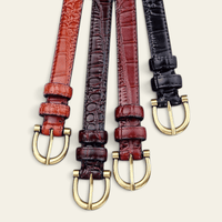 La Ceinture Pour Femme Sibylle - Ceinture fine en cuir effet croco à boucle dorée