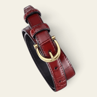 La Ceinture Pour Femme Sibylle - Ceinture fine en cuir effet croco à boucle dorée