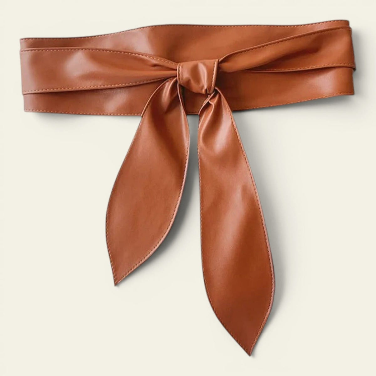 Ceinture camel femme large à nouer façon obi, modèle Solange