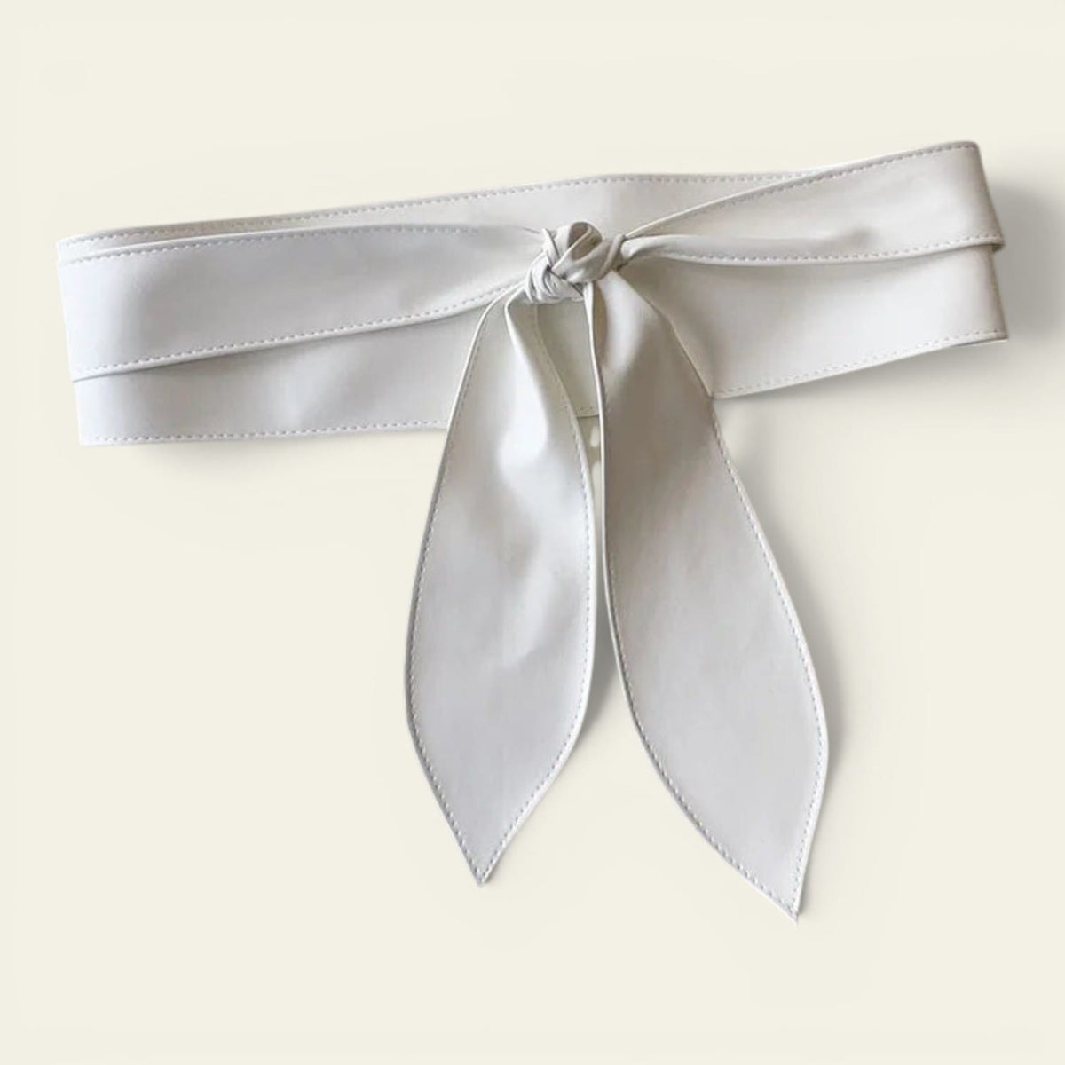 Ceinture blanche femme large à nouer façon obi, modèle Solange