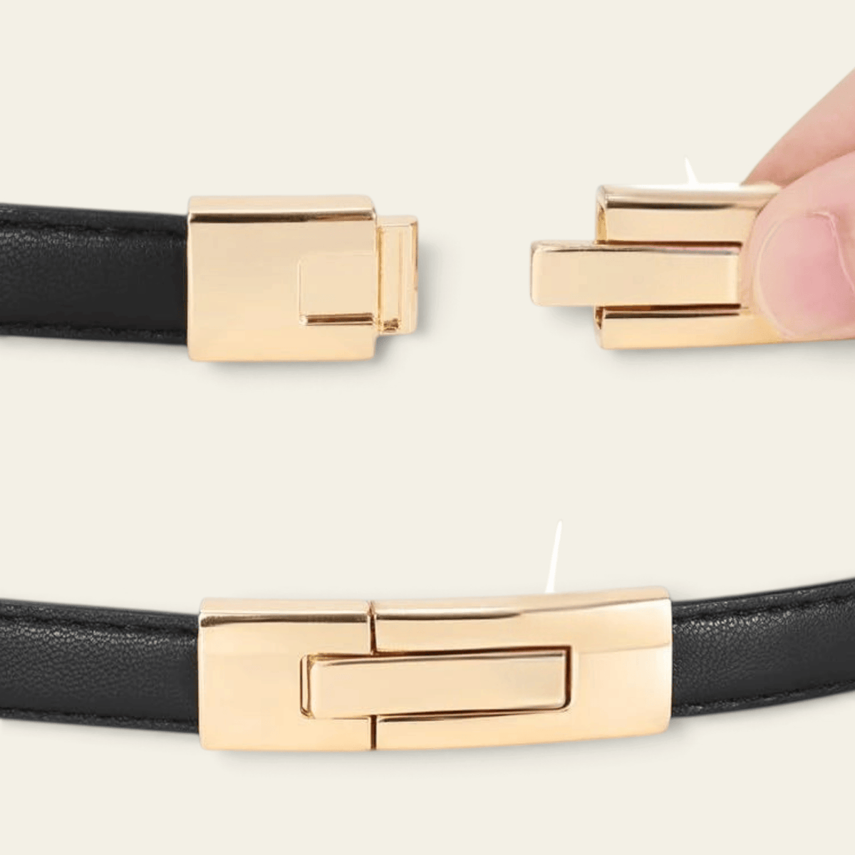 La Ceinture Pour Femme Solveig - Ceinture ultra-fine en cuir à boucle plaque dorée