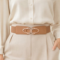 La Ceinture Pour Femme Valentine - Ceinture large élastique à double anneaux dorés