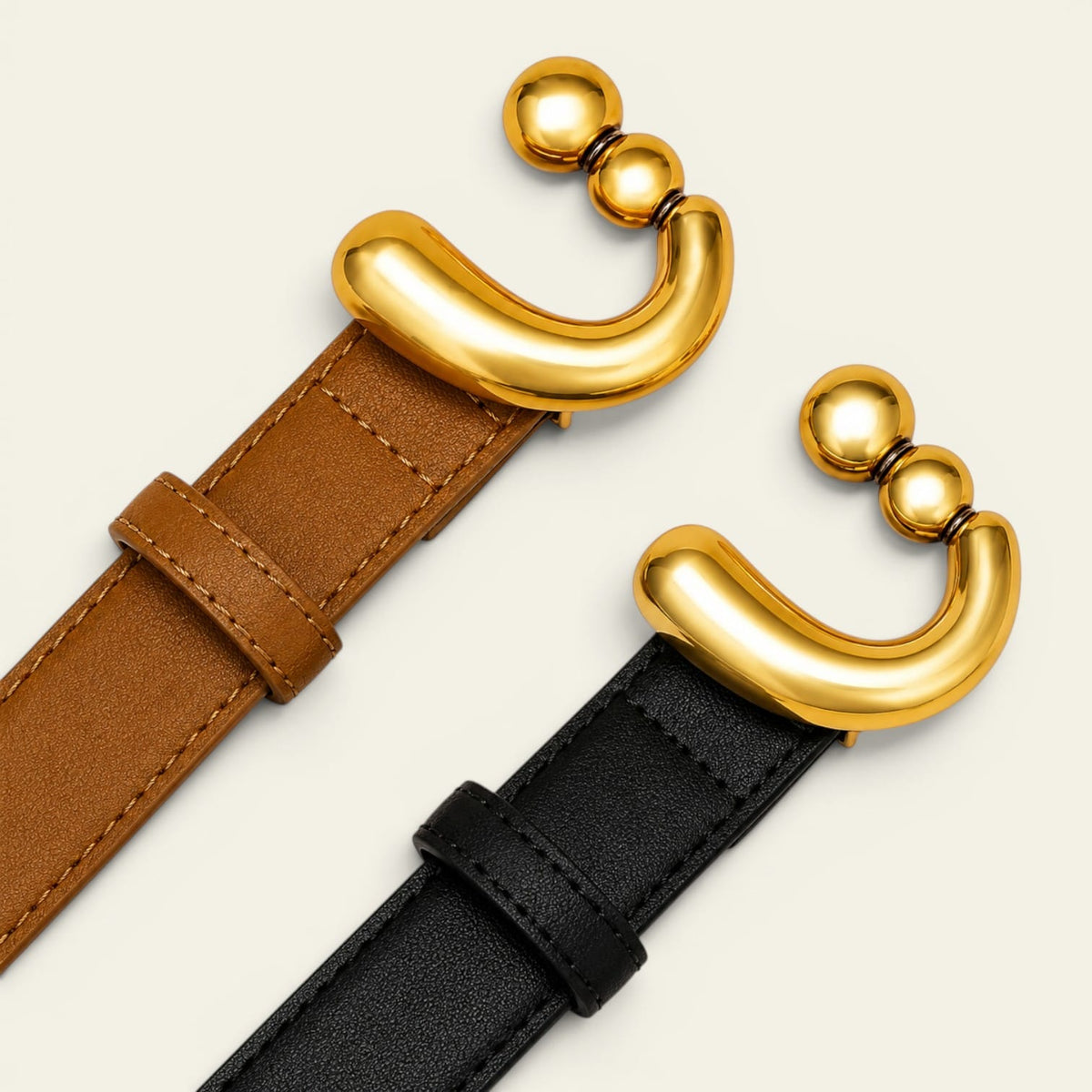 La Ceinture Pour Femme Victoire - Ceinture fine en cuir à boucle arche dorée