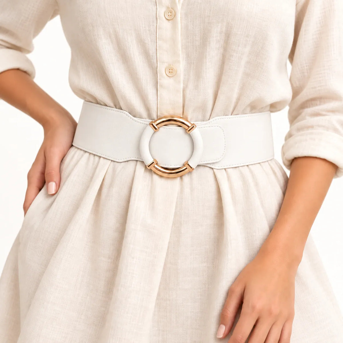 La Ceinture Pour Femme Violette - Ceinture oversize élastique à anneau doré enveloppé