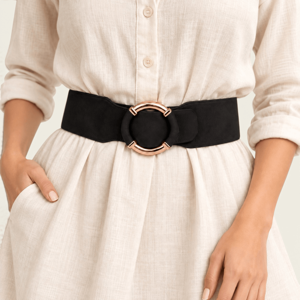 La Ceinture Pour Femme Violette - Ceinture oversize élastique à anneau doré enveloppé
